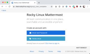 Abbildung 2: Rocky Linux bindet die Community im Augenblick st&auml;rker ein, als es bei AlmaLinux der Fall ist, etwa durch eine eigene Mattermost-Instanz.