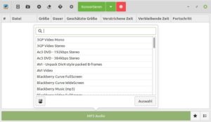 Abbildung 4: Curlew gestattet die Konvertierung in viele, teils hardwarespezifische Formate.
