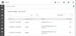 Abbildung 5: Zusätzlich zur Fähigkeit, Ansible-Workloads zu starten, hat Tower einen Auto-Run-Modus und zeichnet Aktionen Compliance-konform auf. Quelle: Red Hat