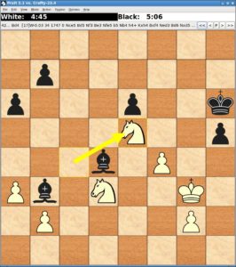 Abbildung 3: Crafty und Fruit sind starke Engines, die hier unter Xboard gegeneinander spielen.
