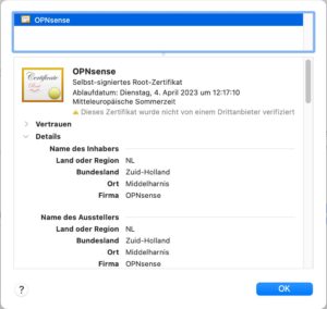 Abbildung 5: OPNsense legt auch großen Wert auf Selbstschutz; in der Standardkonfiguration sichert etwa ein per SSL selbst generiertes SSL-Zertifikat das Web-Interface.