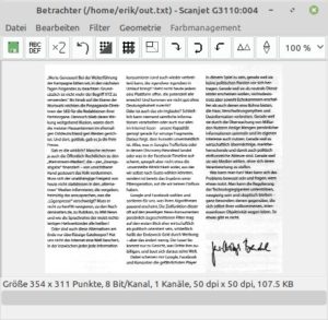 Abbildung 12: Der Bildbetrachter von Xsane bietet einige weitere Funktionen.