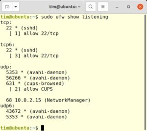 Abbildung 3: Hier lauschen neben CUPS auch der Avahi-Daemon und der NetworkManager an den Netzwerkschnittstellen.