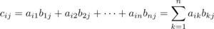 Abbildung 1: Diese Formel berechnet das Produkt &raquo;C=AB&laquo; zweier Matrizen &raquo;A&laquo; und &raquo;B&laquo;.
