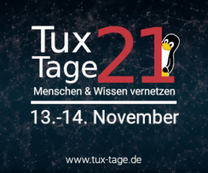 Am 13. und 14. November 2021 finden zum zweiten Mal die Tux-Tage statt. Die Online-Konferenz besteht aus Vorträgen, Diskussionen und Workshops für Linux- und Open-Source-Interessierte