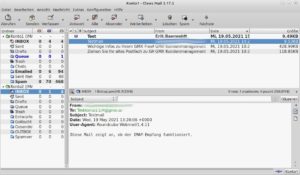 Abbildung 1: Optisch rustikal, aber funktionell: das Programmfenster von Claws Mail.