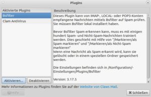 Abbildung 3: Über Plugins binden Sie zusätzliche Funktionen in Claws Mail ein.