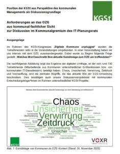 Abbildung 7: Eher enttäuscht bis negativ scheint das Feedback auf das OZG, das die KGSt in einer Tag-Cloud für die Studie zum OZG 2.0 gesammelt hat.