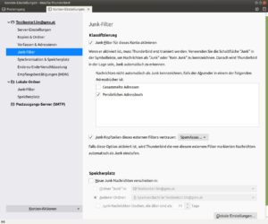 Abbildung 15: Spam-Filter bindet Thunderbird aus externen Quellen und intern ein.