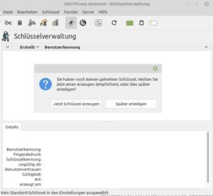 Abbildung 1: Der GNU Privacy Agent hilft mit einem Assistenten beim Einstieg.