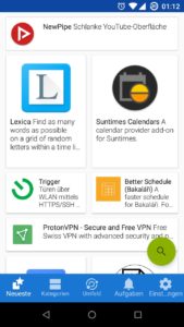 Abbildung 2: Die F-Droid-App begr&uuml;&szlig;t Sie mit einer Auswahl aktueller Apps.