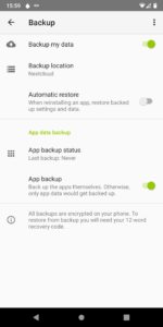 Abbildung 2: Die Backup-App Seedvault legt regelm&auml;&szlig;ig Datensicherungen an.
