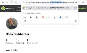 Abbildung 4: Der Browser zeigt die numerische User-ID des Komoot-Accounts an.