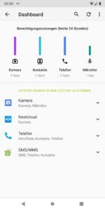 Abbildung 4: Das Dashboard zeigt von Apps genutzte Berechtigungen.