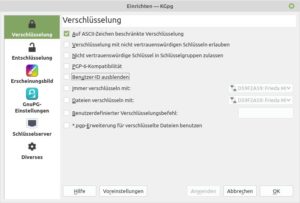 Abbildung 5: Der Konfigurationsdialog von Kgpg fällt umfangreich aus.