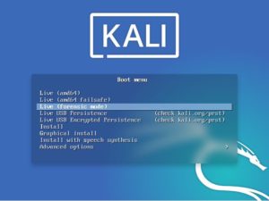 Abbildung 2: Im Forensik-Modus verwendet Kali Linux im Unterschied zum normalen Modus niemals die internen Festplatten des Geräts.
