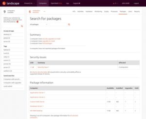 Abbildung 3: Auch bei Canonicals Landscape gehört zum Lieferumfang ein Tracker für Updates auf einzelnen Systemen, der auch die entfernte Installation ermöglicht. Quelle: Canonical