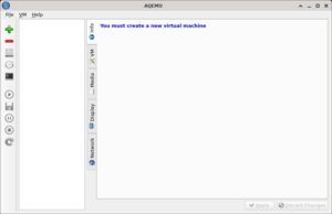 Abbildung 2: Das Fenster des KVM/Qemu-Frontends Aqemu wirkt äußerst spartanisch.