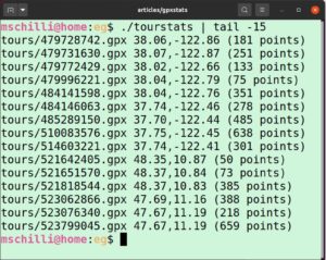 Abbildung 3: Eine Sammlung von GPX-Dateien und ihre Auswertung durch Tourstats.go.