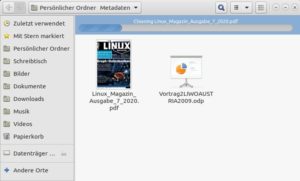 Abbildung 7: MAT2 lässt sich über ein Plugin direkt im Gnome-Dateimanager Nautilus nutzen.