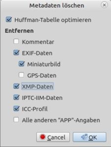 Abbildung 12: Metadaten lassen sich in XnView MP mit wenigen Mausklicks löschen.