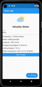 Abbildung 2: So bietet die Wetter-App dem Nutzer die neuesten Wetterdaten dar.