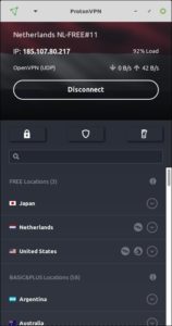 Abbildung 2: Auch das ProtonVPN-Interface fällt selbsterklärend aus.