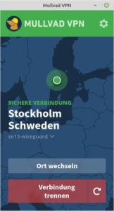 Abbildung 5: Die Client-App von Mullvad gefällt durch ihren übersichtlichen Aufbau.