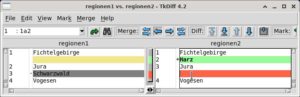 Abbildung 8: Tkdiff basiert auf Tk/Tcl und arbeitet im Prinzip wie viele andere Oberfl&auml;chen f&uuml;r Diff.
