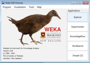 Abbildung 1: Der <span class="ui-element">Weka GUI Chooser</span> ist das erste Fenster, auf das Sie treffen.