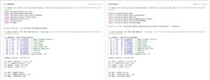 Abbildung 3: Der Code für die Apache-Flink- (links) und -Spark-Engine (rechts) fällt in weiten Teilen identisch aus. Das macht den Umstieg einfach.