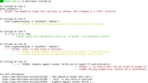 Abbildung 3: Shellcheck findet in <a href="#artRef-l7">Listing&nbsp;7</a> gleich mehrere Probleme.