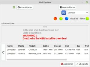 Abbildung 5: Das Fenster von MultiSystem ist bunt und ungewöhnlich gestaltet.