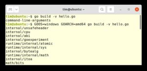 Abbildung 2: Unter Linux übersetzt der Go-Compiler zunächst alle Abhängigkeiten für ein 64-Bit-Windows.