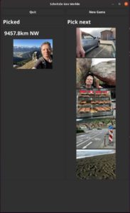 Abbildung 2: Ausgangsposition: Schnitzle w&auml;hlt ein Foto 9458&nbsp;Kilometer vom Zielort entfernt.