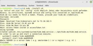 Abbildung 1: Der Hide.me-Client für Linux steht derzeit nur als Kommandozeilenprogramm zur Verfügung.