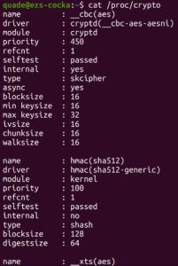 Abbildung 1: Über eine Proc-Datei offenbart der Kernel unterstützte Kryptofunktionen.