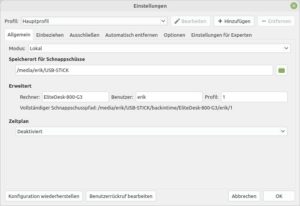 Abbildung 1: Back In Time arbeitet mit leicht zu konfigurierenden Profilen.