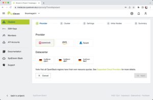 Abbildung 1: Etwas grotesk mutet die Plattformauswahl in Metakube an, wenn man sich für den Sys11-OpenStack entscheidet. Hier gibt es drei Optionen, deren Standort sich aber nicht herausfinden lässt.