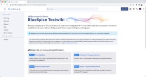 Abbildung 2: Bluespice fußt auf Mediawiki, obwohl seine Autoren sich sichtbare Mühe gegeben haben, dessen eher altbackene Optik hinter sich zu lassen.