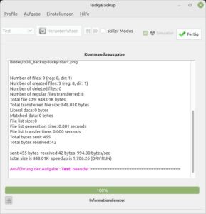 Abbildung 9: LuckyBackup gestattet auch Trockenläufe.