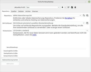 Abbildung 15: Bei Vorta legen Sie zunächst in einem Assistenten ein Profil an.