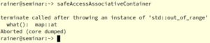 Abbildung 7: Die C++-Runtime beendet das Ausf&uuml;hren des Programms mit einer Ausnahme.
