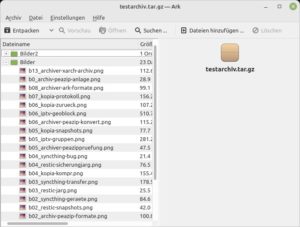 Abbildung 2: In Ark lassen sich sämtliche Archivinhalte einsehen.