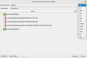 Abbildung 4: Auch bei Corearchiver wählen Sie aus einer Liste das gewünschte Format.
