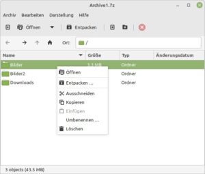 Abbildung 6: In Engrampa können Sie unter anderem einzelne Dateien oder Ordner entpacken.