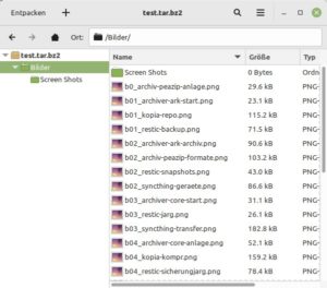 Abbildung 8: Die Oberfläche von File Roller kommt ohne herkömmliche Menüleiste aus.