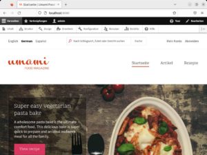 Abbildung 2: Drupal blendet alle Verwaltungsfunktionen direkt in die Website ein.