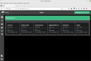 Abbildung 11: Das Dashboard von Yacht zeigt alle Container inklusive ihrer Statusdaten an.