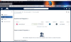 Abbildung 4: Freigaben listet Owncloud in einem eigenen Fenster.